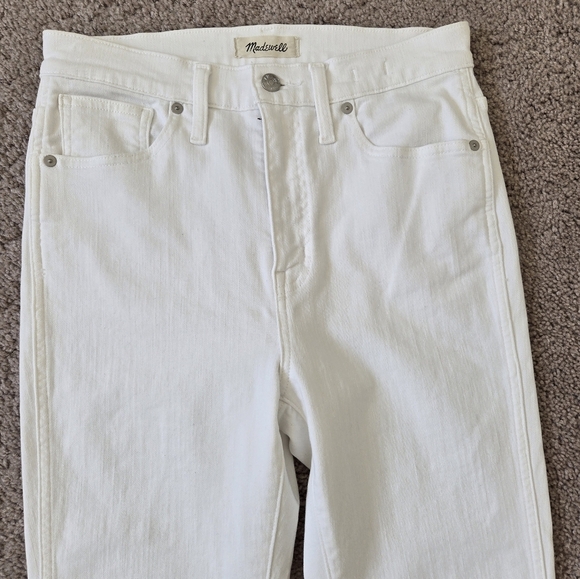 Madewell 10” High-rise Skinny White Jeans Zipper Fly Raw Hem size 29 - Picture 10 of 16